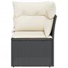 vidaXL Garden Sofa Corner with Cushions Black Poly Rattan