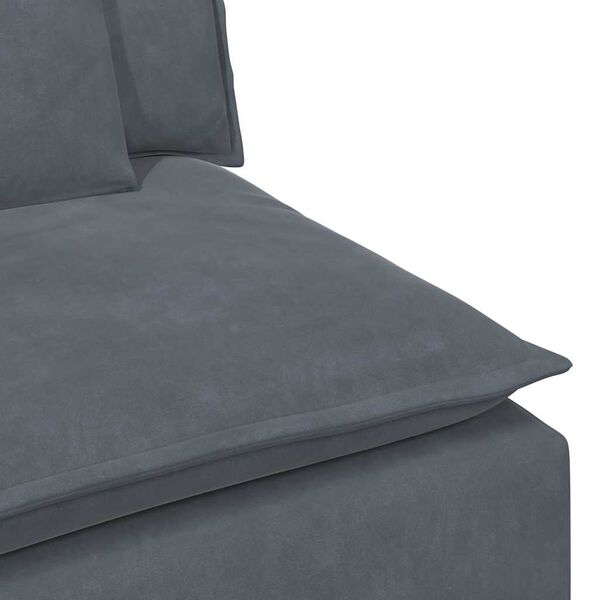 vidaXL Modular Sofa with Footstool and Cushions Dark Grey