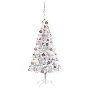 vidaXL Artificial Pre-lit Christmas Tree with Ball Set Silver 150 cm PET