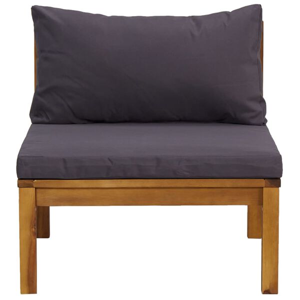 vidaXL 2 Piece Sofa Set with Dark Grey Cushions Solid Acacia Wood