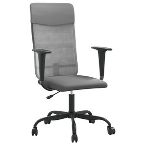 vidaXL Office Chair Height Adjustable Grey Mesh Fabric and Faux Leather