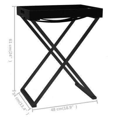 vidaXL Folding Table Black 48x34x61 cm MDF