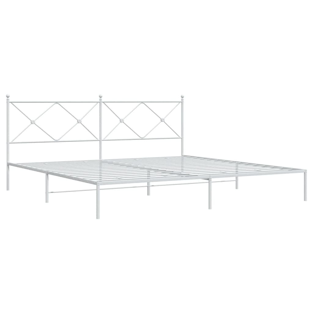 vidaXL Metal Bed Frame without Mattress with Headboard White 193x203cm