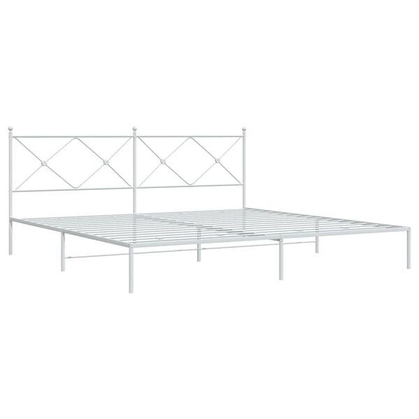 vidaXL Metal Bed Frame without Mattress with Headboard White 193x203cm