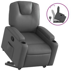 vidaXL Stand up Recliner Chair Grey Faux Leather