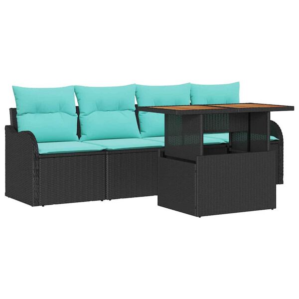 vidaXL Garden Sofa Set 5 pcs Black and blue 100 x 55 x 73 cm