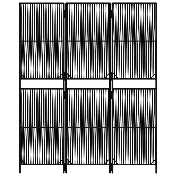 vidaXL Room Divider 3 Panels Black Poly Rattan