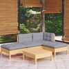vidaXL 5 Piece Garden Lounge Set with Grey Cushions Pinewood