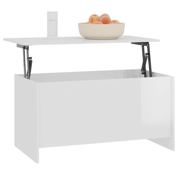 vidaXL Coffee Table High Gloss White 102x55.5x52.5 cm Engineered Wood