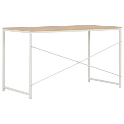 vidaXL Computer Desk White and Oak 120x60x70 cm