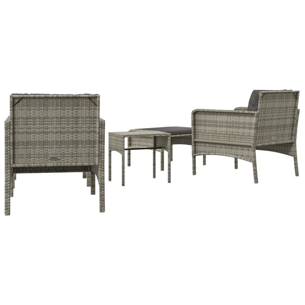 vidaXL 5 Piece Garden Lounge Set with Cushions Grey Poly Rattan