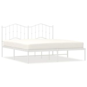 vidaXL Metal Bed Frame without Mattress with Headboard White 183x213cm