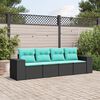 vidaXL 4 Piece Garden Sofa Set with Cushions Black Poly Rattan