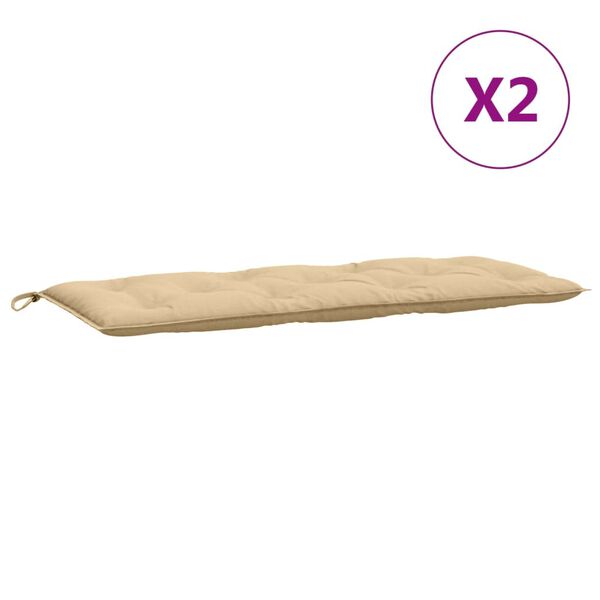 vidaXL Garden Bench Cushions 2 pcs Melange Beige 120x50x7 cm Fabric