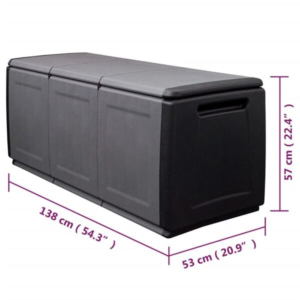 vidaXL Garden Storage Box 138x53x57 cm 330 L Dark Grey and Black