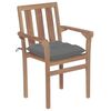 vidaXL Garden Chairs 2 pcs with Grey Cushions Solid Teak Wood
