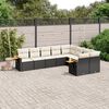vidaXL 9 Piece Garden Sofa Set with Cushions Black Poly Rattan