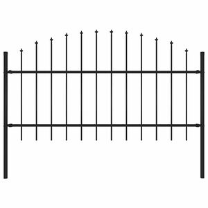 vidaXL Garden Fence with Spear Top Steel 181x125 cm Black