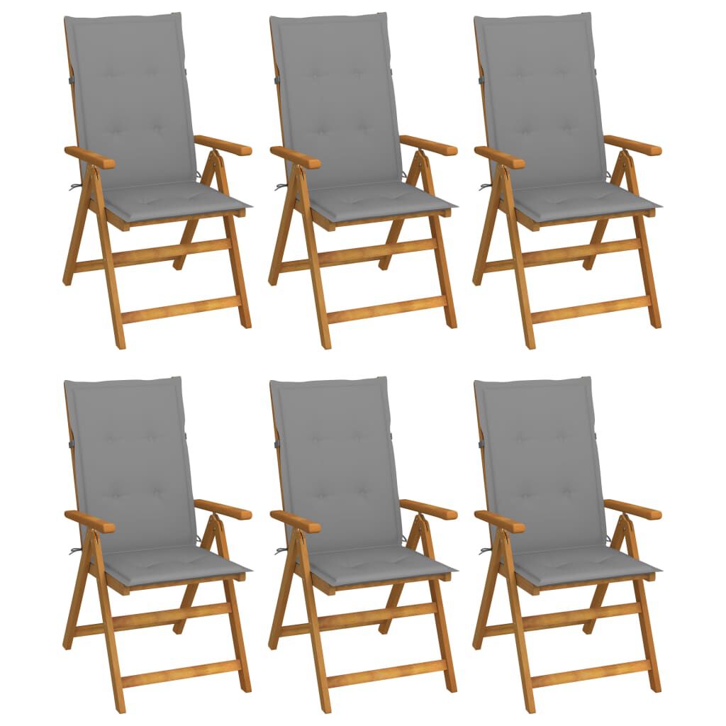 vidaXL Folding Garden Chairs 6 pcs with Cushions Solid Acacia Wood