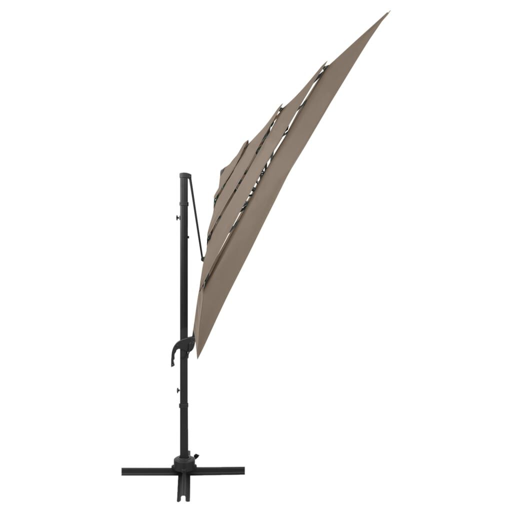 vidaXL 4-Tier Garden Parasol with Aluminium Pole Taupe 250x250 cm