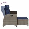 vidaXL Reclining Garden Sofa with Cushions L-shaped Grey Poly Rattan