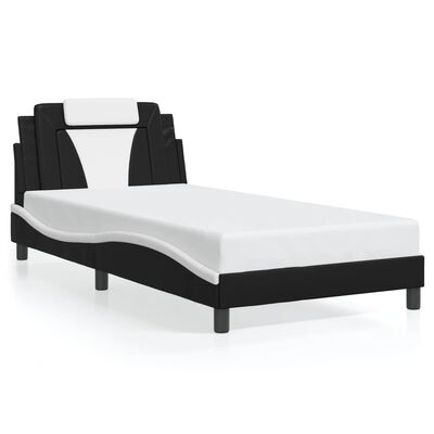 vidaXL Bed Frame without Mattress Black and White 100x190 cm Faux Leather