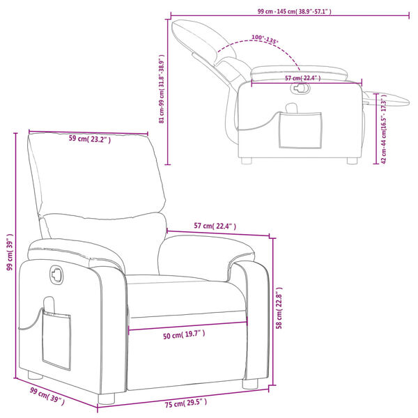 vidaXL Massage Recliner Chair Light Grey Fabric