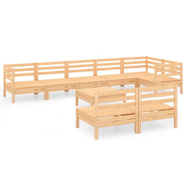 vidaXL 9 Piece Garden Lounge Set Solid Pinewood