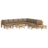 vidaXL 12 Piece Garden Lounge Set with Taupe Cushions Bamboo