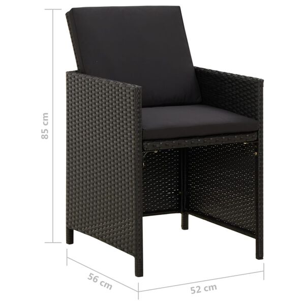 vidaXL Garden Chairs with Cushions 4 pcs Poly Rattan Black