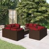 vidaXL 9 Piece Garden Lounge Set with Cushions Poly Rattan Brown