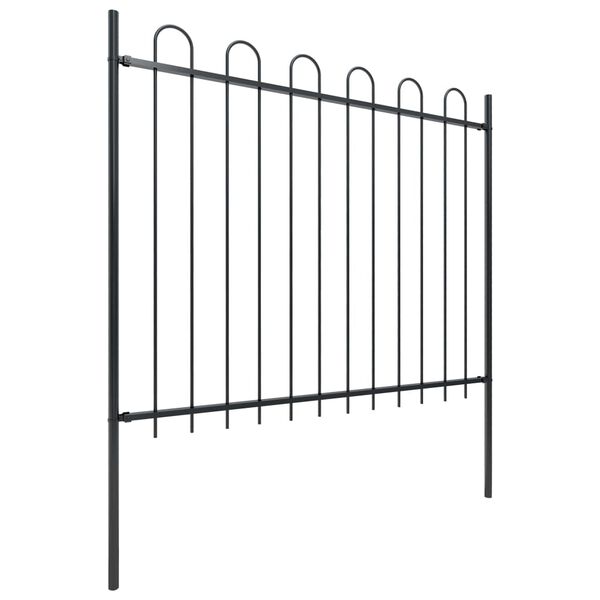 vidaXL Garden Fence with Hoop Top Steel 359x150 cm Black