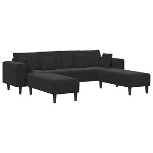vidaXL Velvet Sofa with Cushion 3 pcs Black 208 cm Velvet