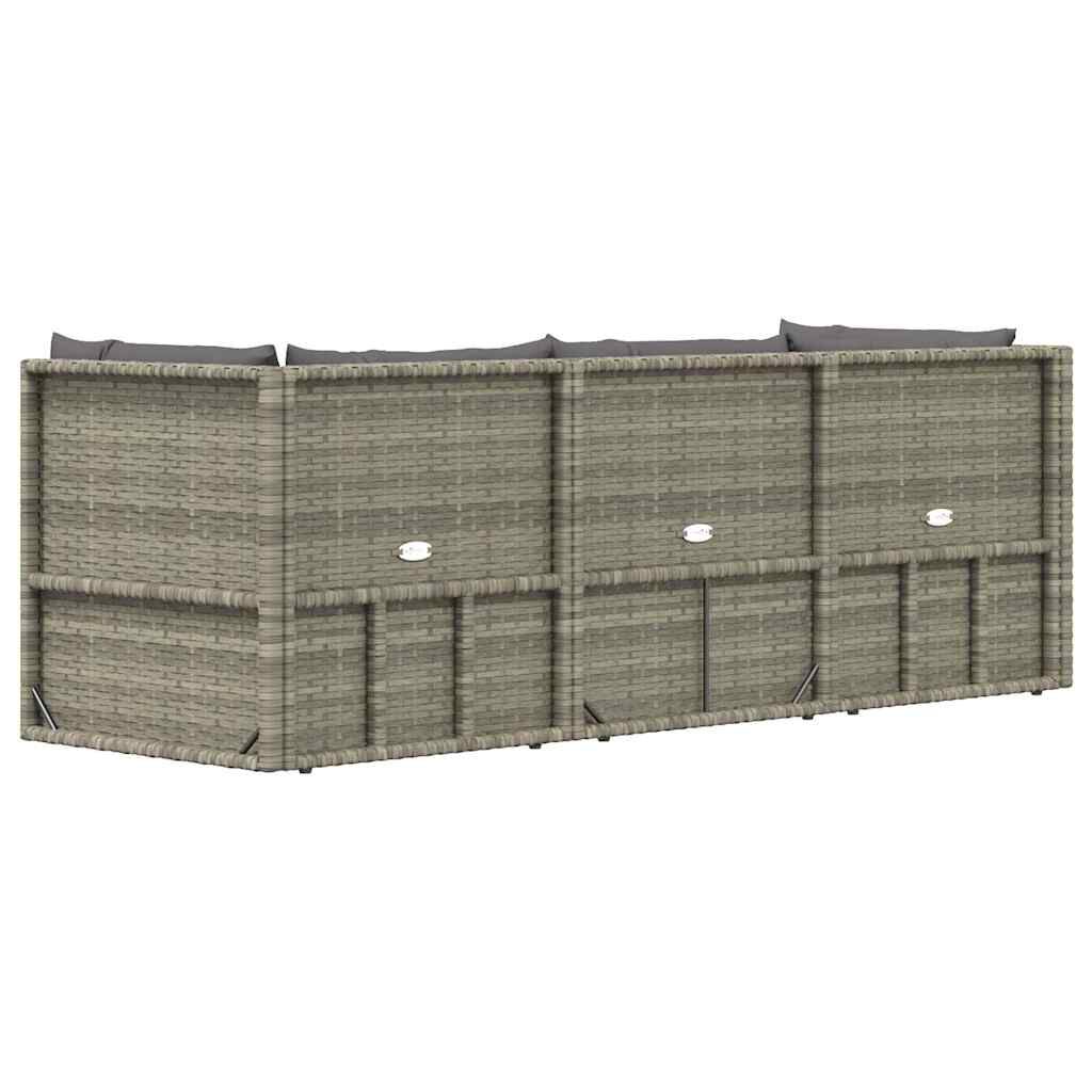 vidaXL 3 Piece Garden Lounge Set with Cushions Grey Poly Rattan