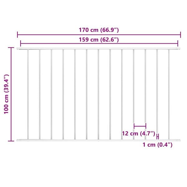 vidaXL Fence Panel Powder-coated Steel 1.7x1 m White