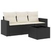 vidaXL 4 Piece Garden Sofa Set with Cushions Black Poly Rattan