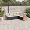 vidaXL 6 Piece Garden Sofa Set with Cushions Black Poly Rattan