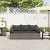 vidaXL Garden Sofa with Cushions 3-Seater Grey Poly Rattan