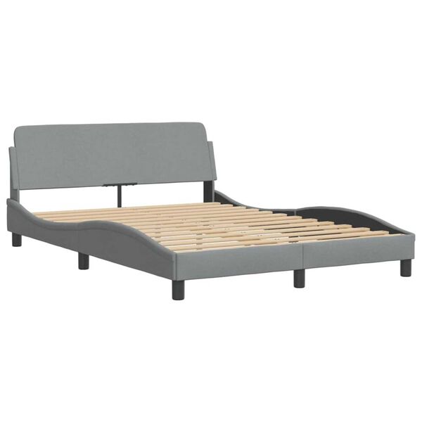 vidaXL Bed Frame with LED without Mattress "Hvar" Light Grey 137x190 cm Fabric