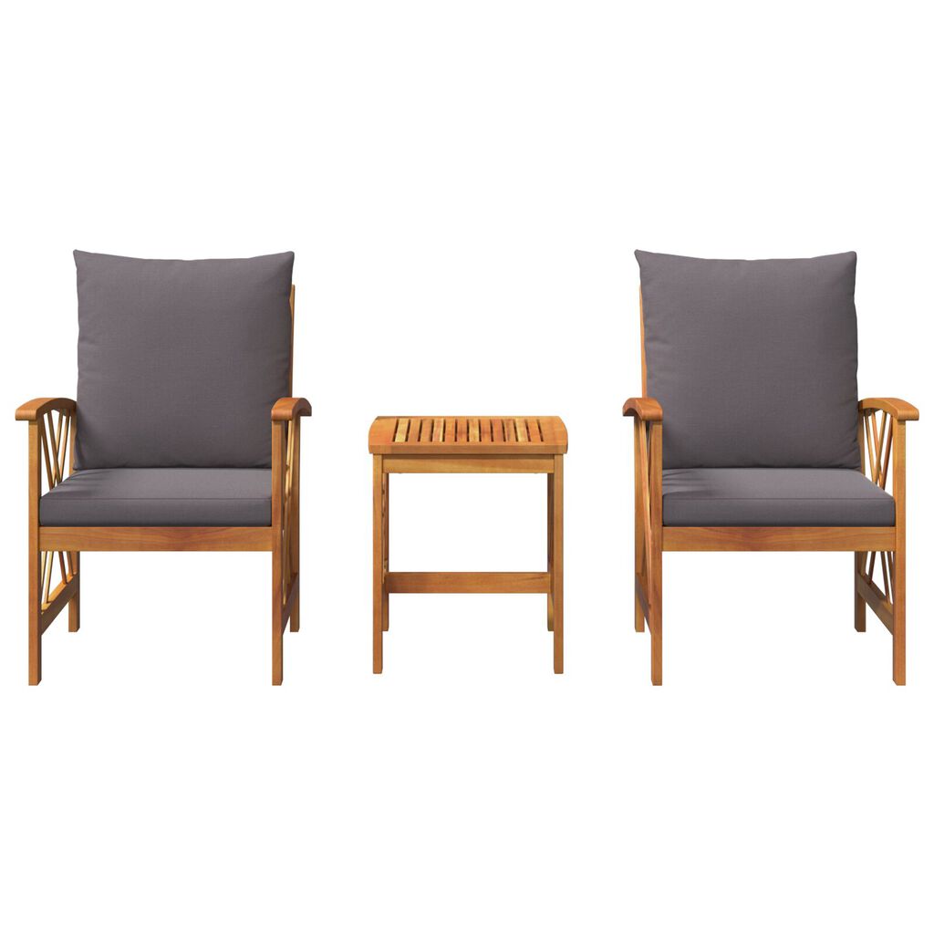 vidaXL 3 Piece Garden Lounge Set with Cushions Solid Acacia Wood