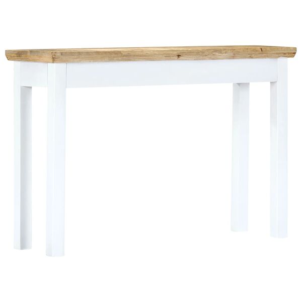 vidaXL Console Table White and Brown 110x35x75 cm Solid Mango Wood
