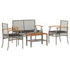 vidaXL 4 Piece Garden Lounge Set with Cushions Grey Poly Rattan