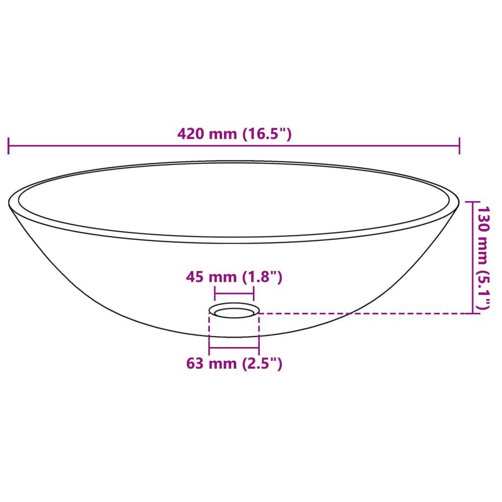 vidaXL Basin Tempered Glass 42 cm Black