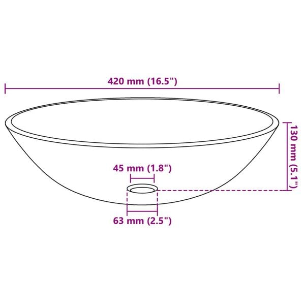 vidaXL Basin Tempered Glass 42 cm Black