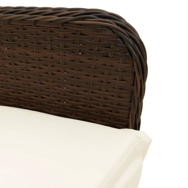 vidaXL 7 Piece Garden Bistro Set with Cushions Brown Poly Rattan