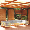 vidaXL 11 Piece Garden Lounge Set with Grey Cushions Pinewood