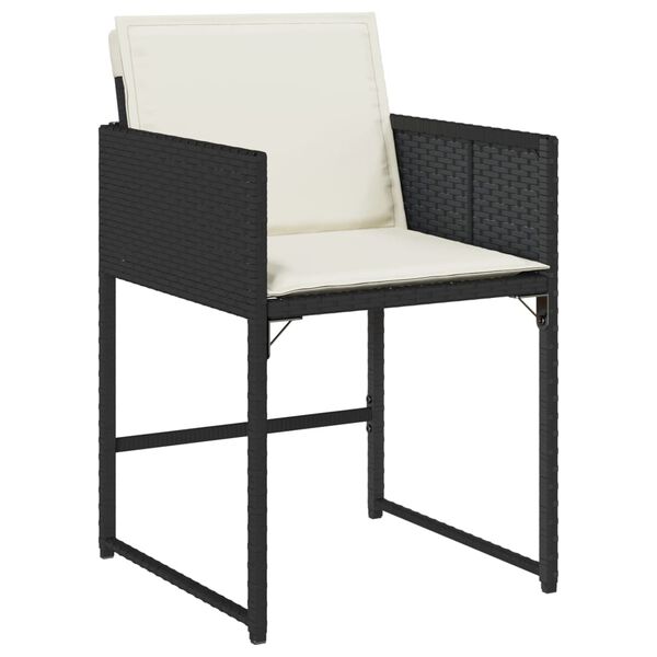 vidaXL 11 Piece Garden Dining Set with Cushions Black Poly Rattan