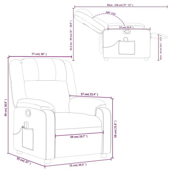 vidaXL Massage Recliner Chair Dark Green Fabric