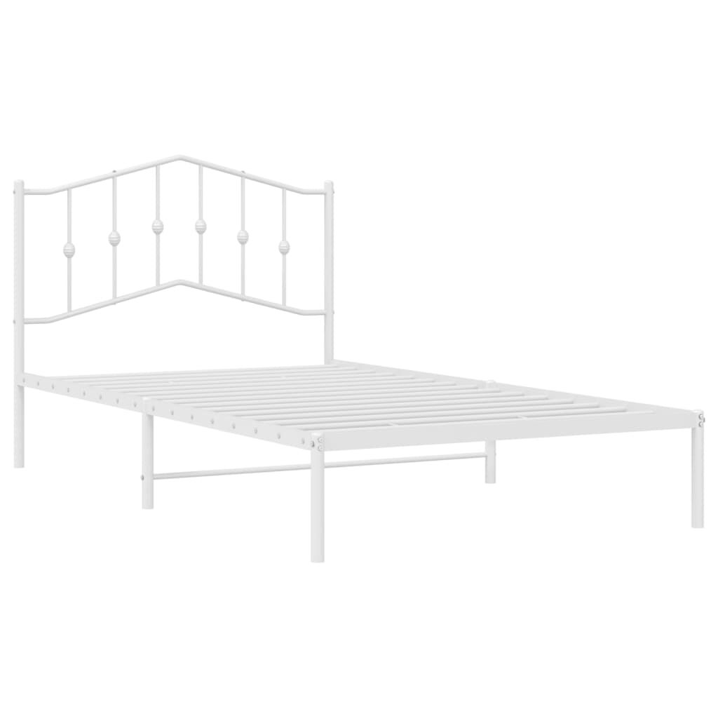 vidaXL Metal Bed Frame without Mattress with Headboard White 100x200cm