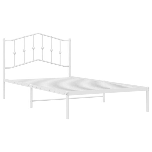 vidaXL Metal Bed Frame without Mattress with Headboard White 100x200cm